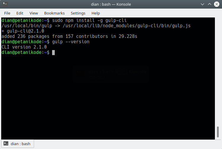 Как установить gulp linux