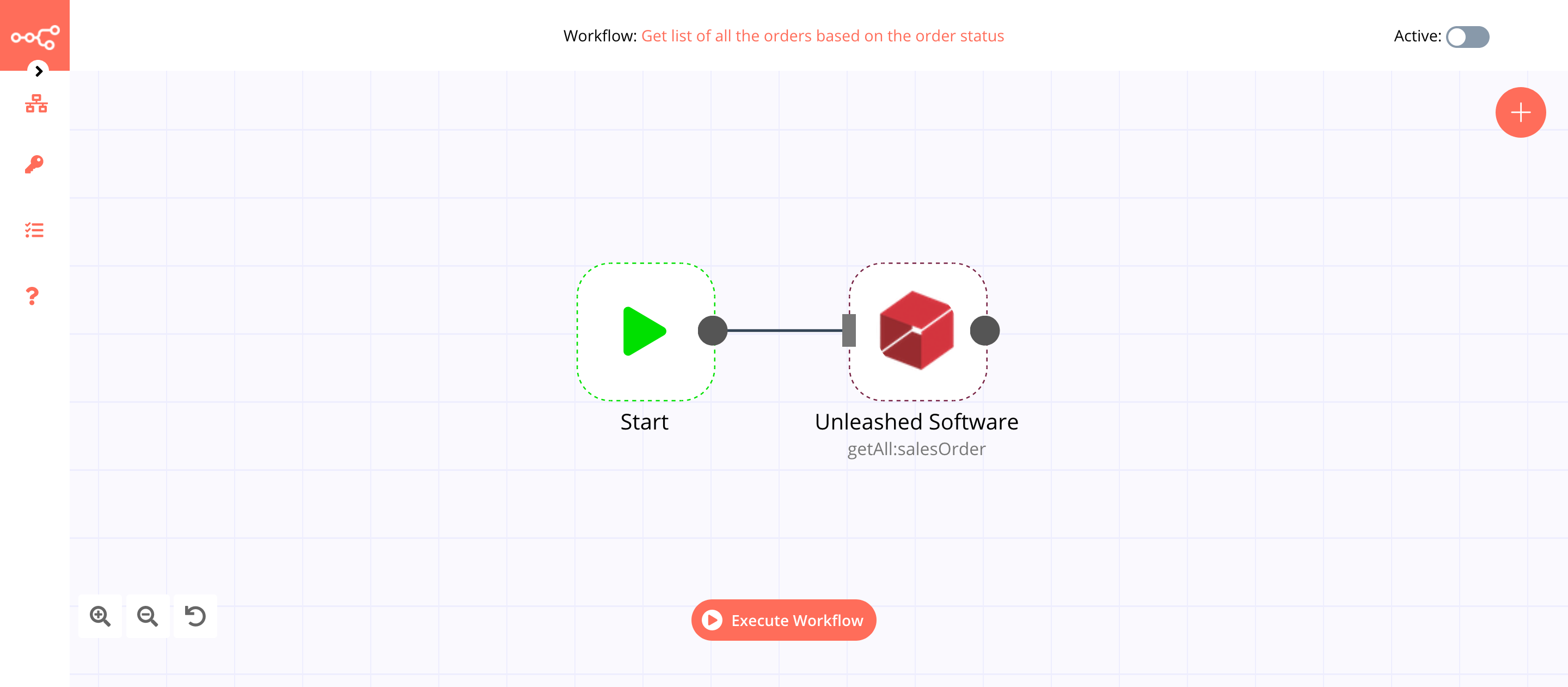 A workflow with the Unleashed Software node