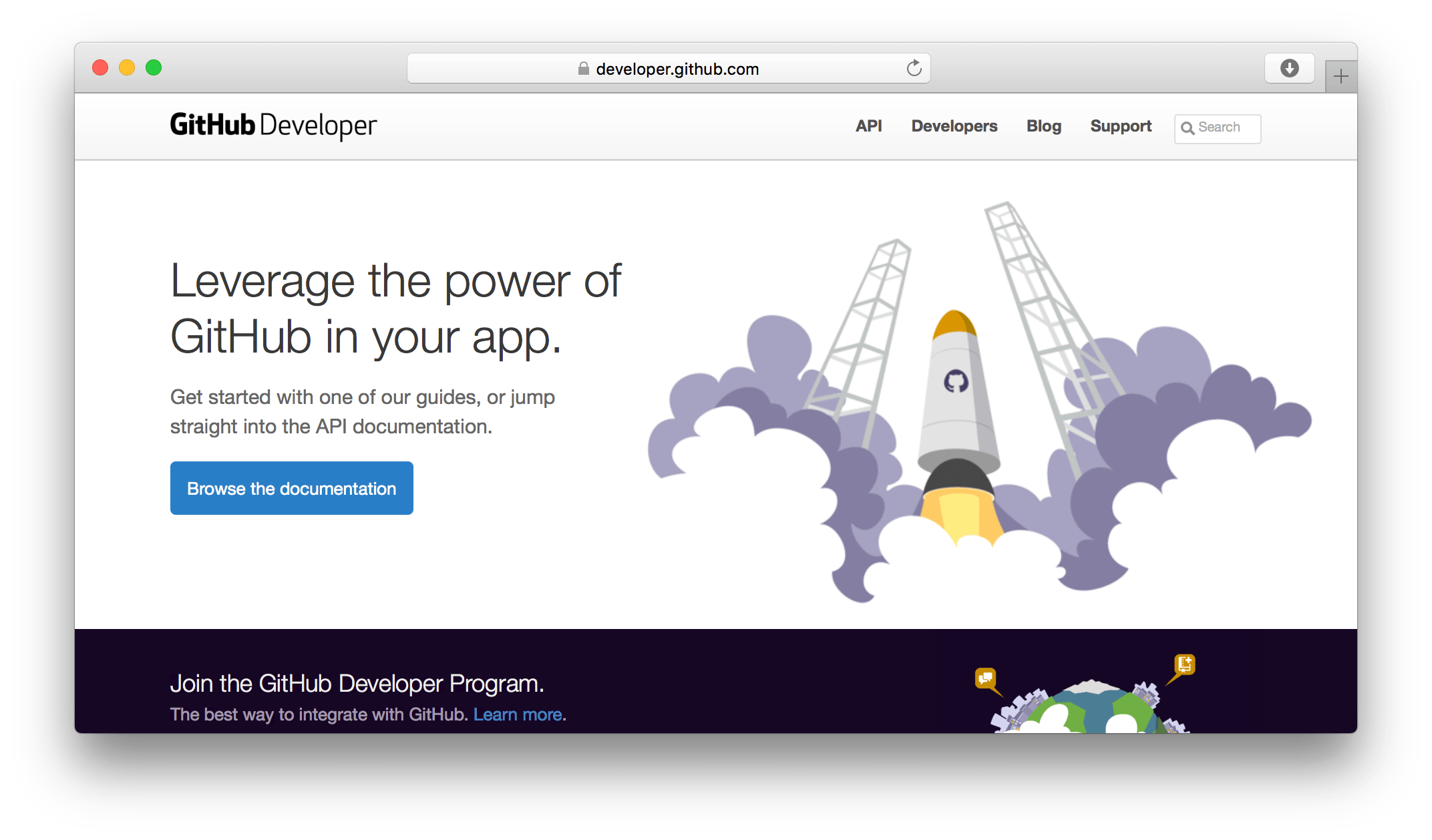 GitHub developer site screenshot