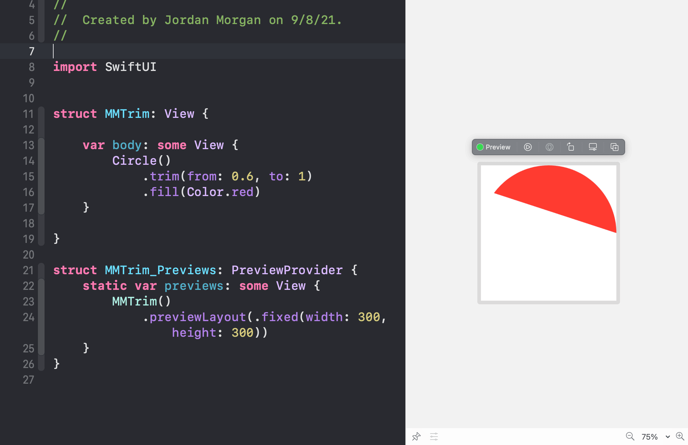 A Circle that's clipped to a wedge shape.