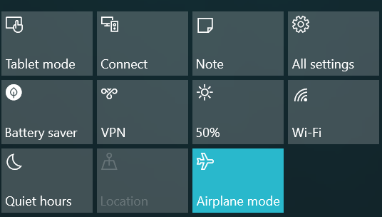 Windows 10 in Airplane Mode prevents battery charging