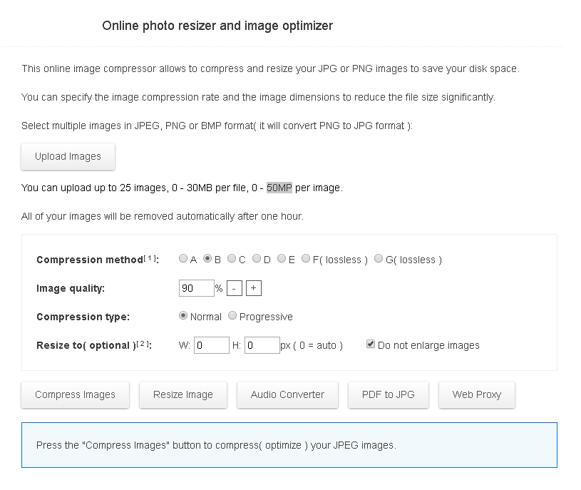 toolur: Online photo resizer and image optimizer