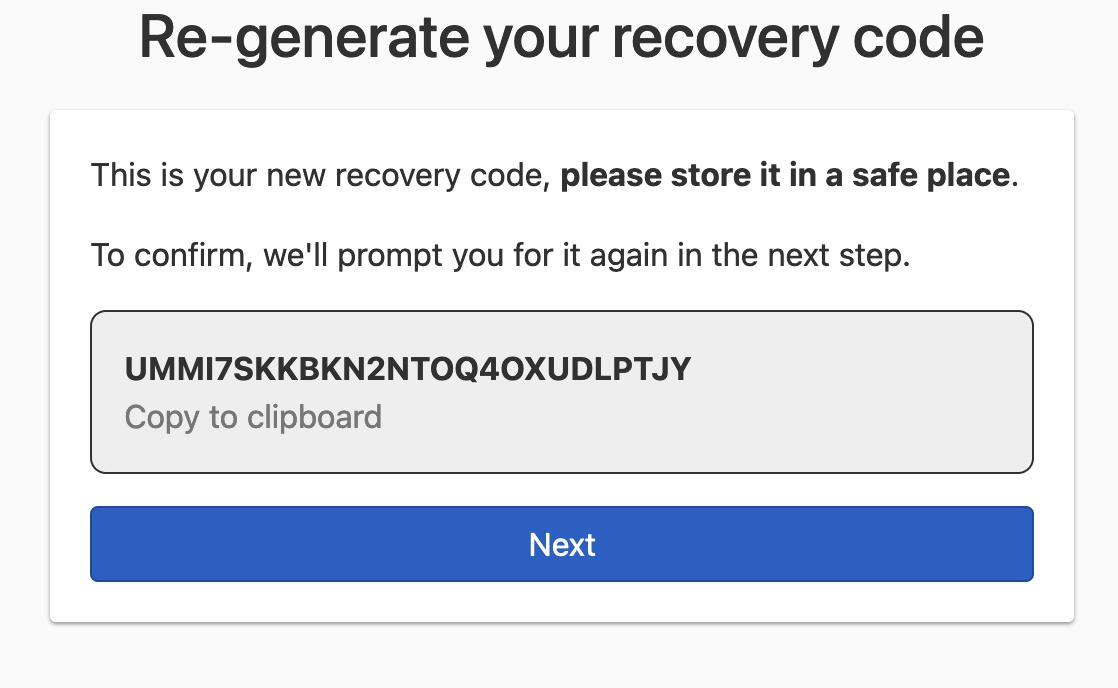 Store recovery code