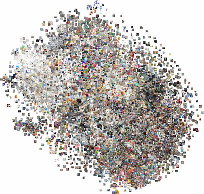 Beautiful t-SNE visualisation of the entire contempArt data set based on the adapted VGG19 embeddings described in the paper.