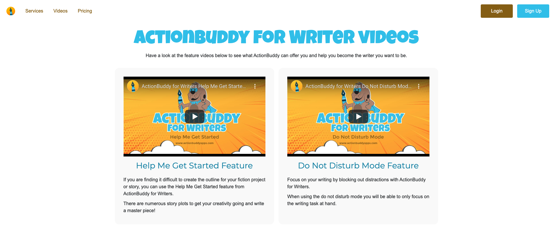 ActionBuddy for Writers Videos