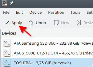 Membuat partisi pada KDE partition manager