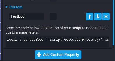 Custom Properties Core Documentation - roblox script bool