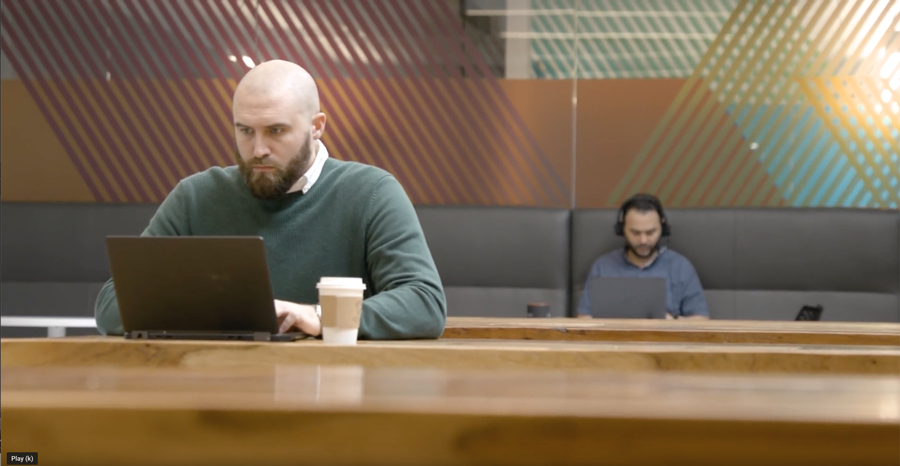 Person working in public space Person working in public space