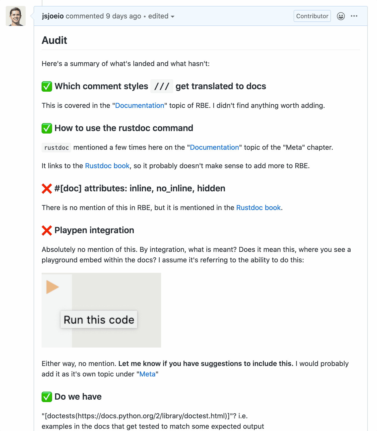 Screenrecording of audit summary on GitHub issue