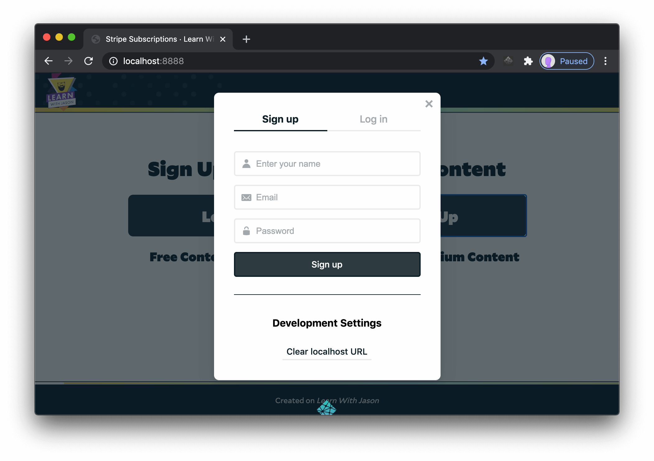 Sign up view in the Netlify Identity widget.