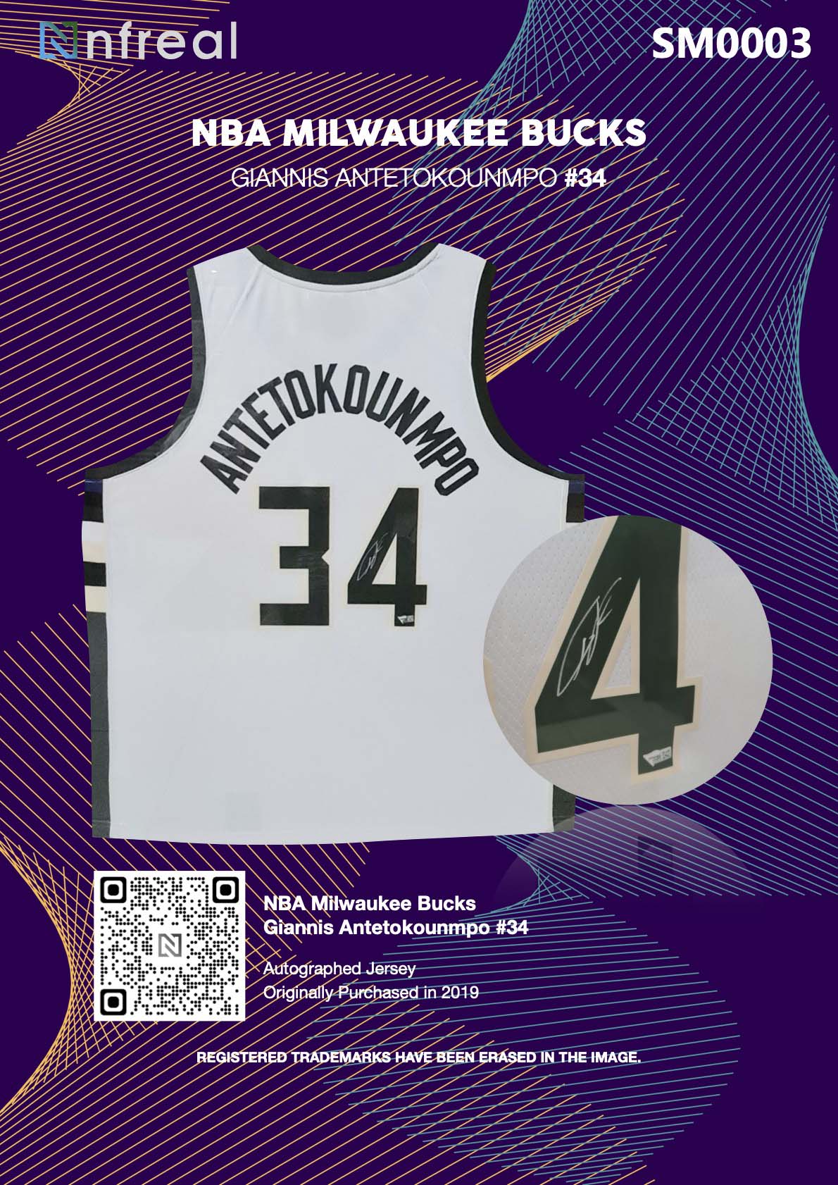 Giannis Antetokounmpo #34 Autographed Jersey, NBA Milwaukee Bucks