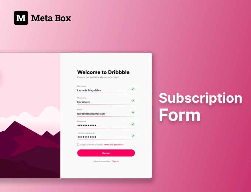 creating subscription form connecting to Mailchimp