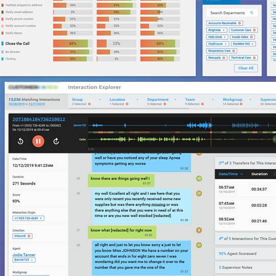 Screenshots of a call monitoring application