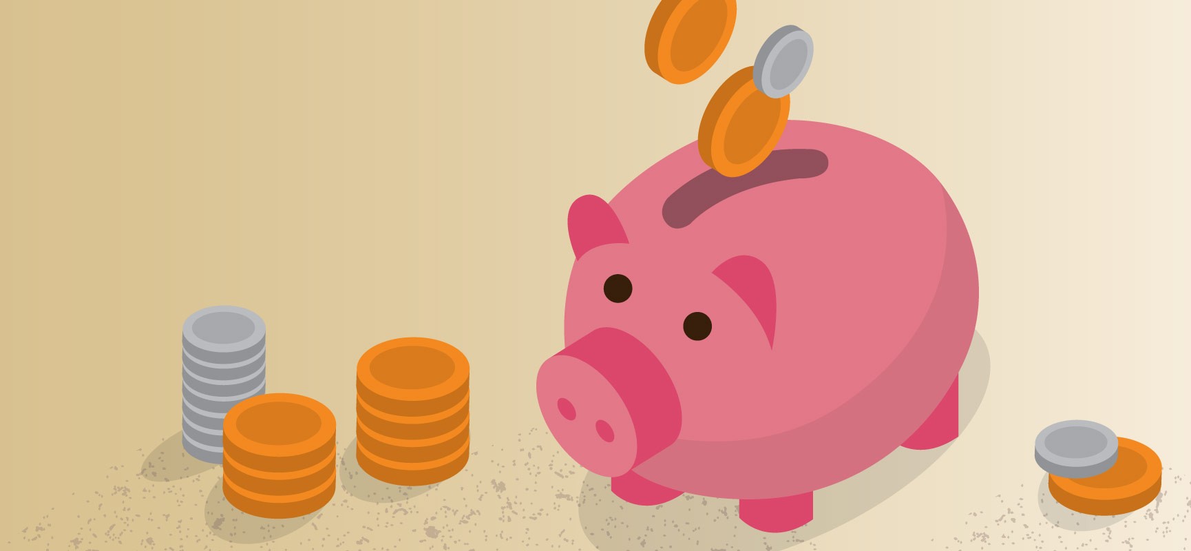An illustration of a piggy bank with coins in it
