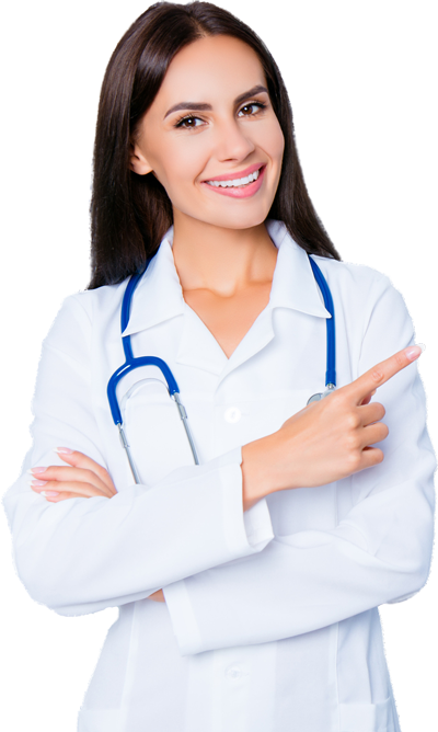 Physician pointing at the benefits of telehealth jobs
