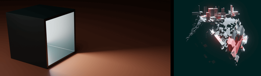 Two examples of my Blender studies with light, simple forms and colors.