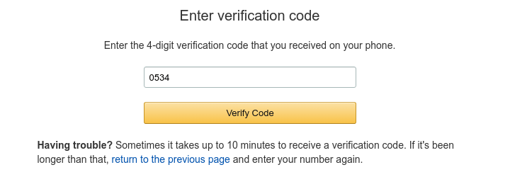 AWS Verification Code