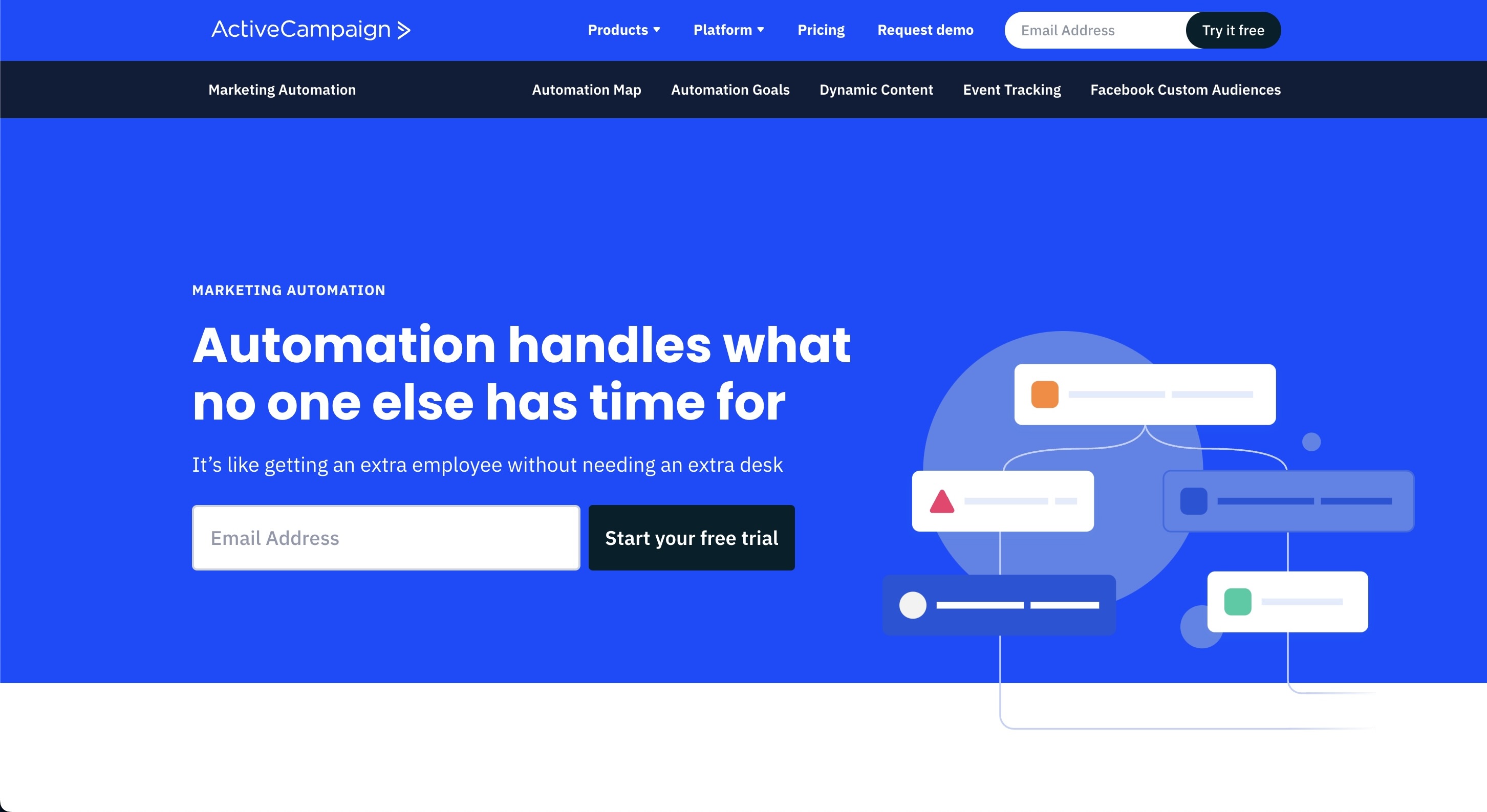 Customer.io Alternatives: Screenshot of ActiveCampaign's marketing automation landing page