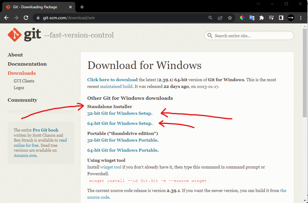 tempat website resmi download git untuk windows, pilih windows