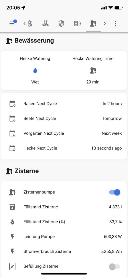 Watering Dashboard Home Assistant