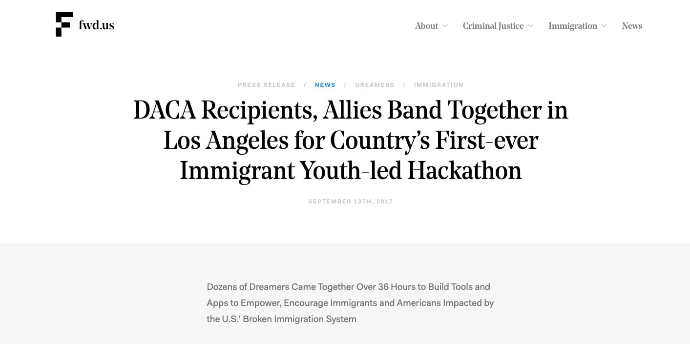 DACA Recipients, Allies Band Together in Los Angeles for Country’s First-ever Immigrant Youth-led Hackathon
