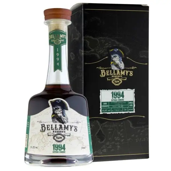 Image of the front of the bottle of the rum Bellamy‘s Reserve MER