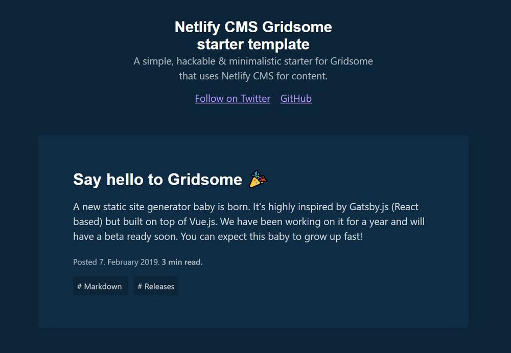 Screenshot of a page created with 