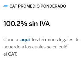 CAT promedio de tarjeta de crédito BBVA UNAM