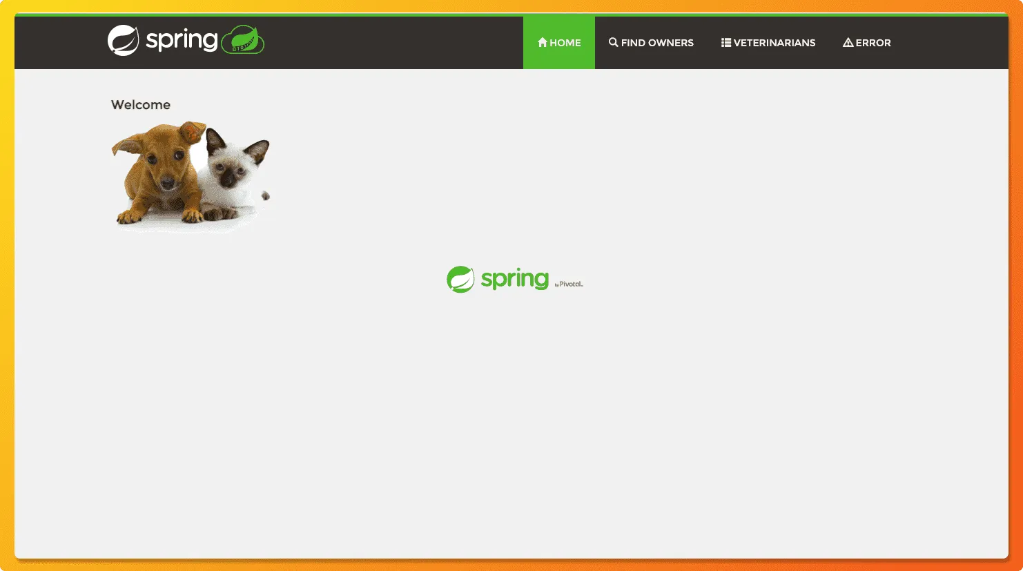 Spring PetClinic app accessed at port:8090