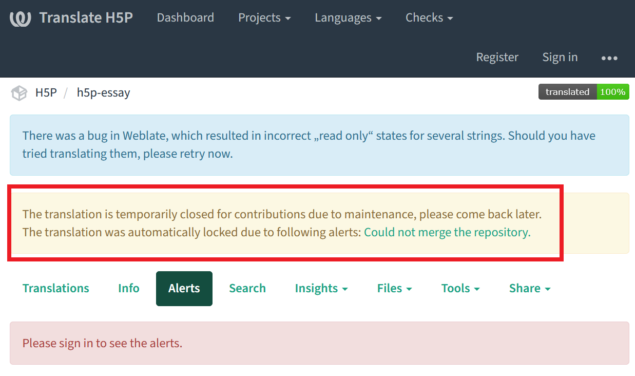 Weblate problem with strings not translated