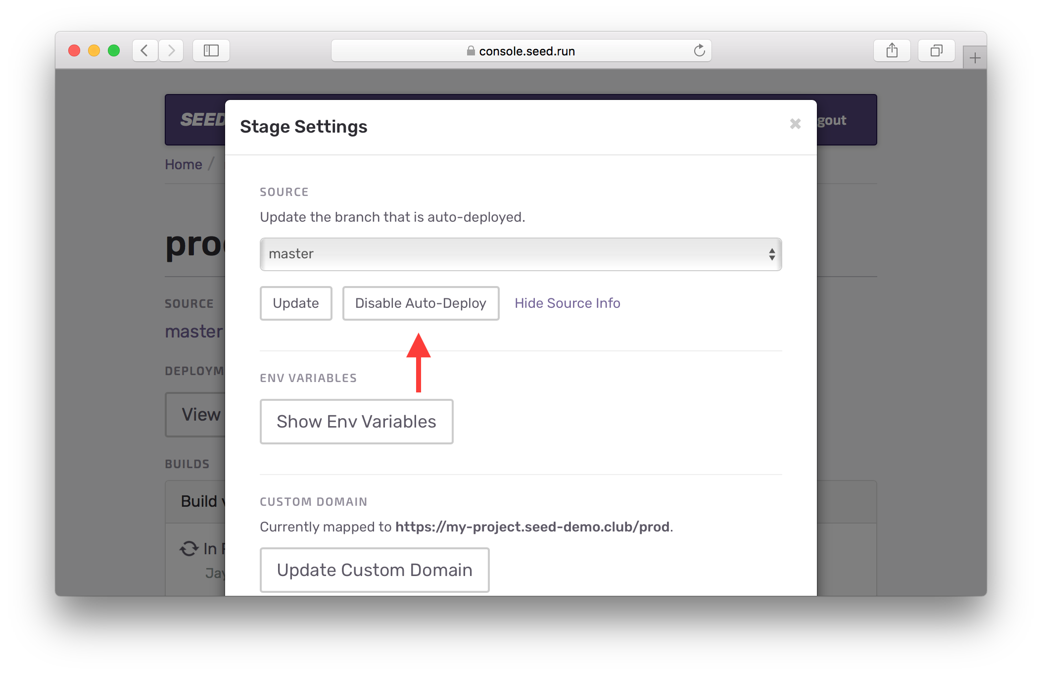 Disable auto-deploy for production
