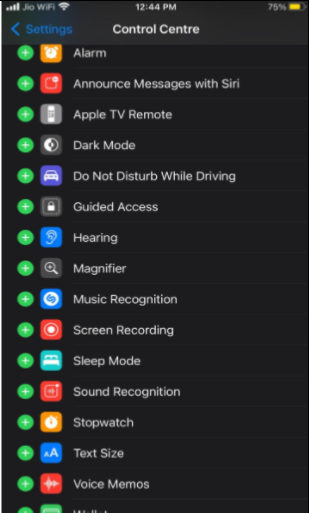 Adding Screen recording to control centre on iPhone