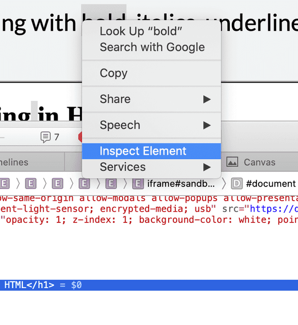 DOM Element inspector in safari