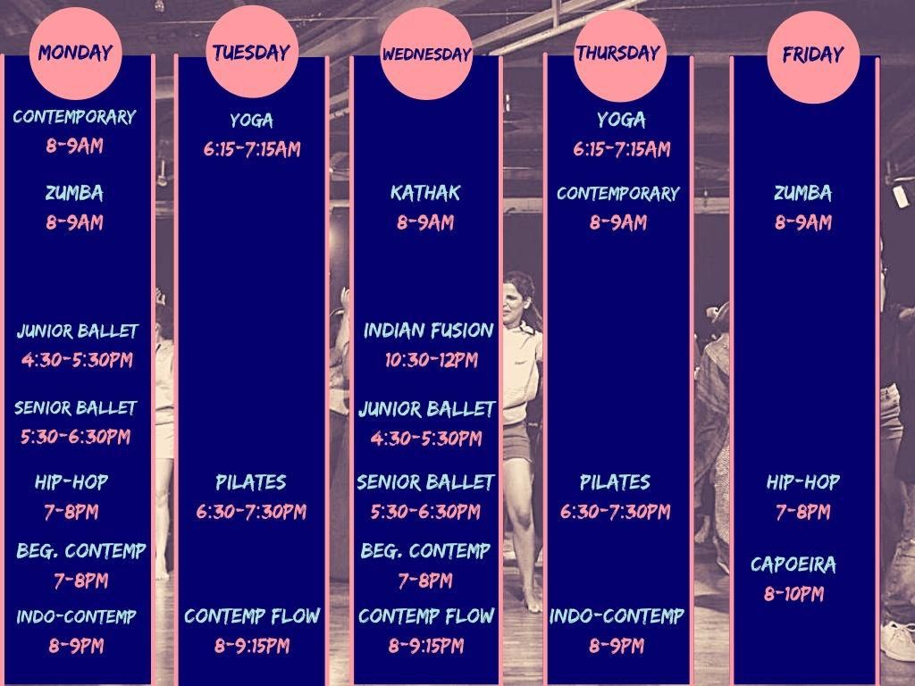 Weekday class schedule