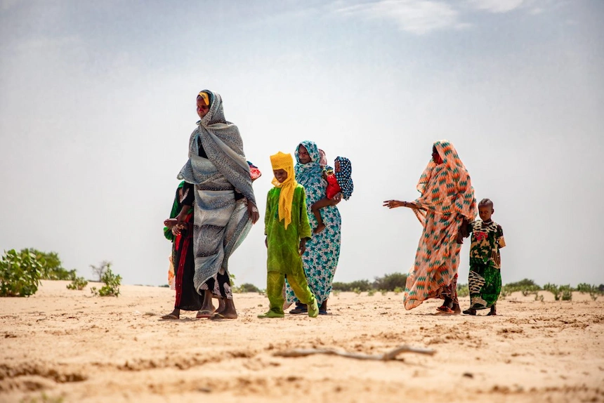 Women walking in rural Chad