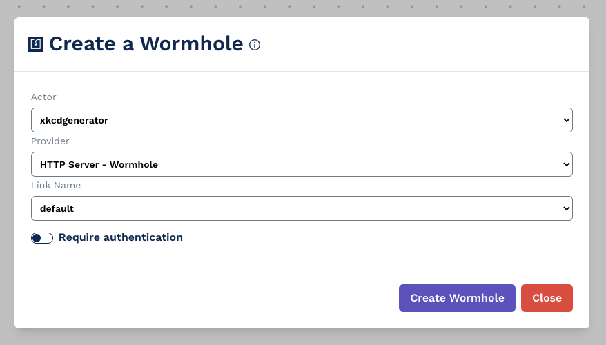 create wormhole modal