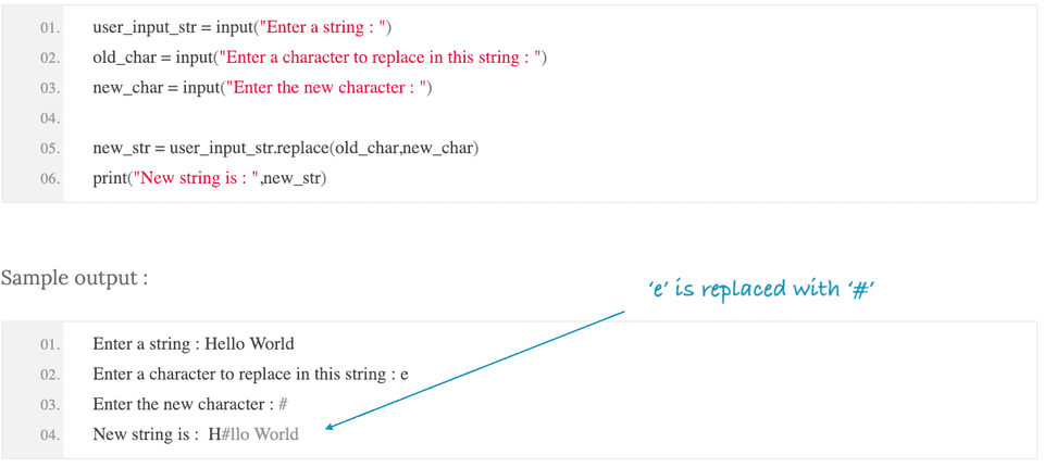 Python program to replace single or multiple character,substring in a ...
