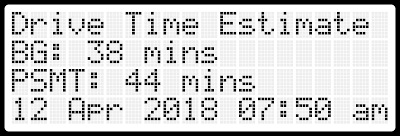 LCD showing the commute times