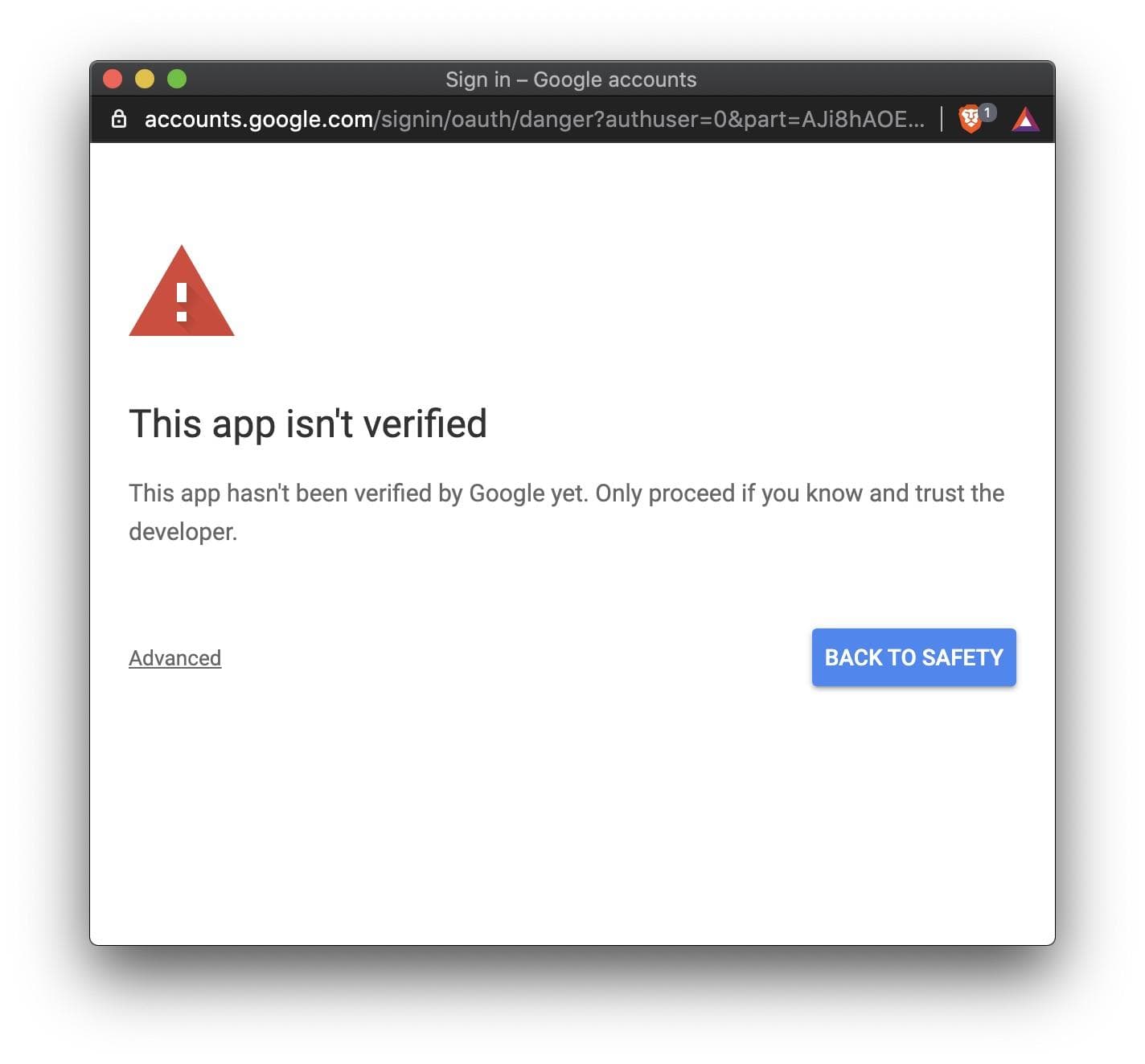 App not verified error