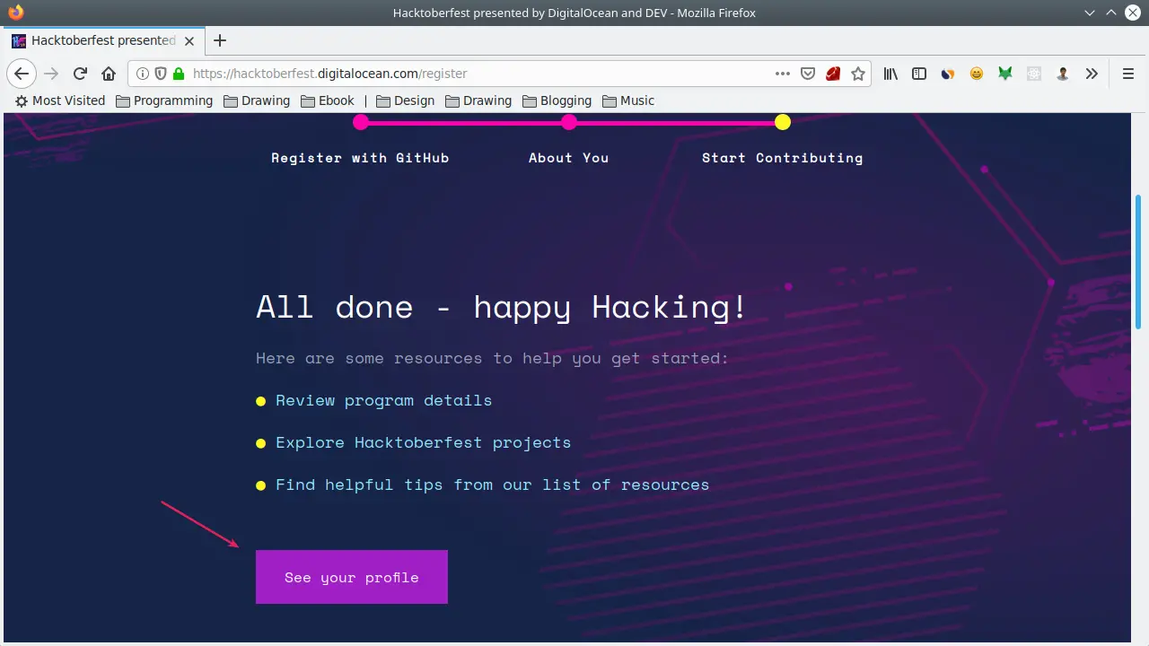 Mendaftar Hacktoberfest