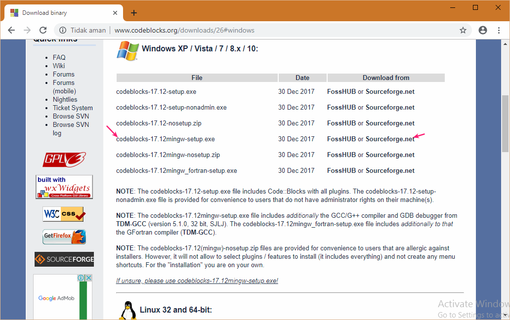 Instalasi Codeblocks pada Windows
