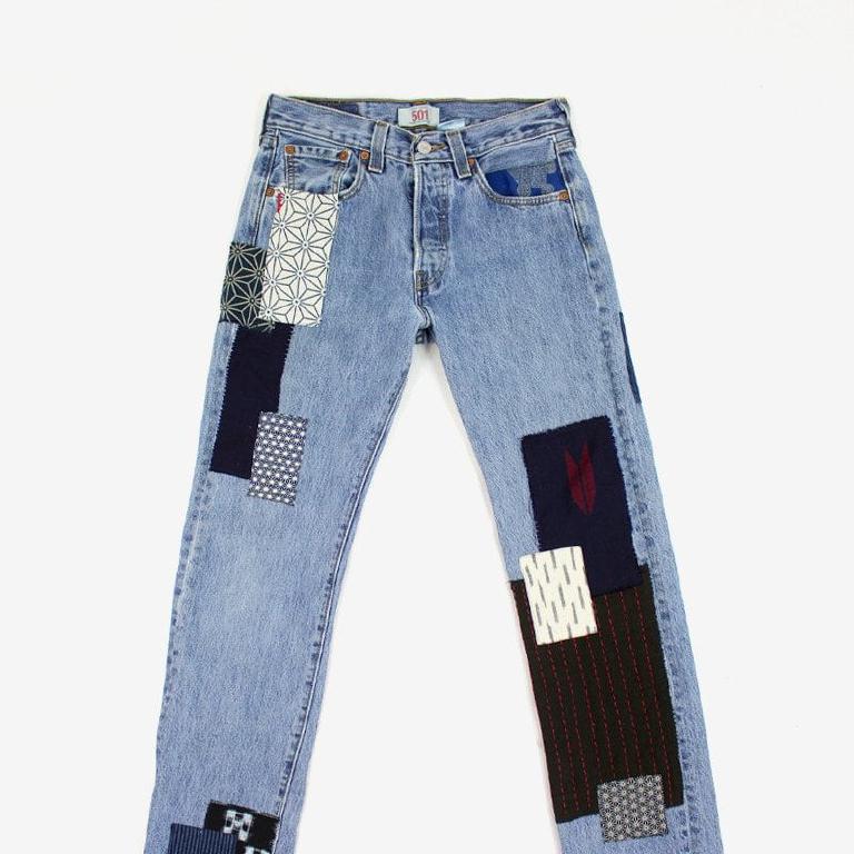 Patched vintage denim