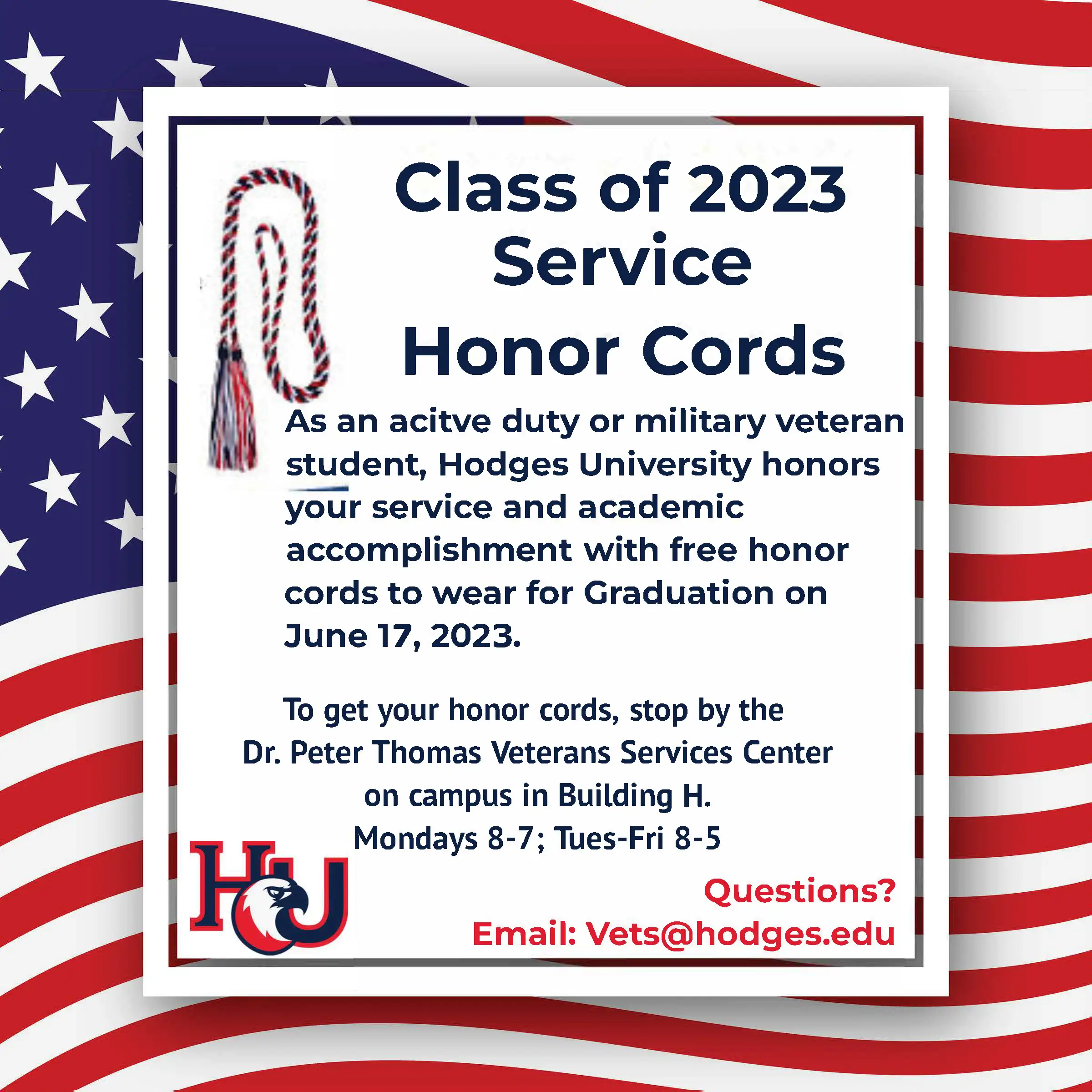 Remember to get your veteran honors cords