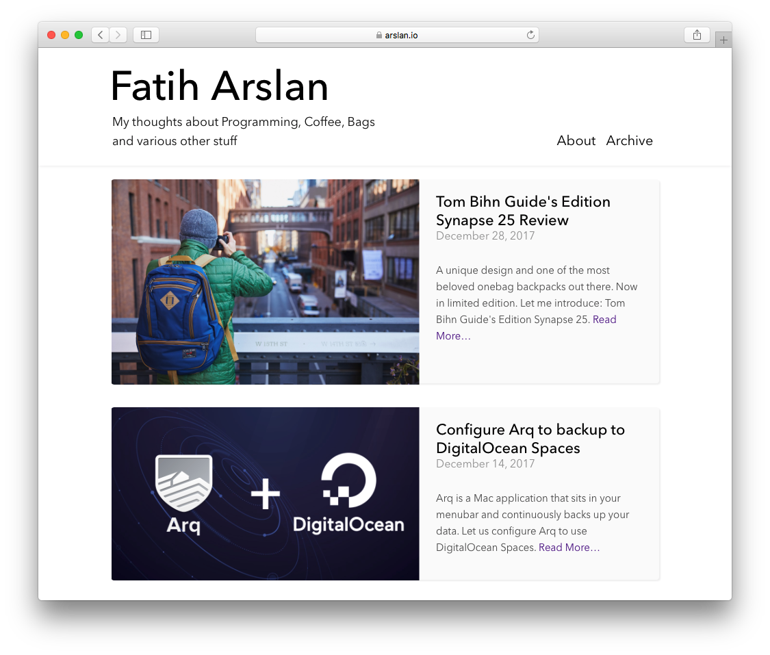 Current design of my personal blog
