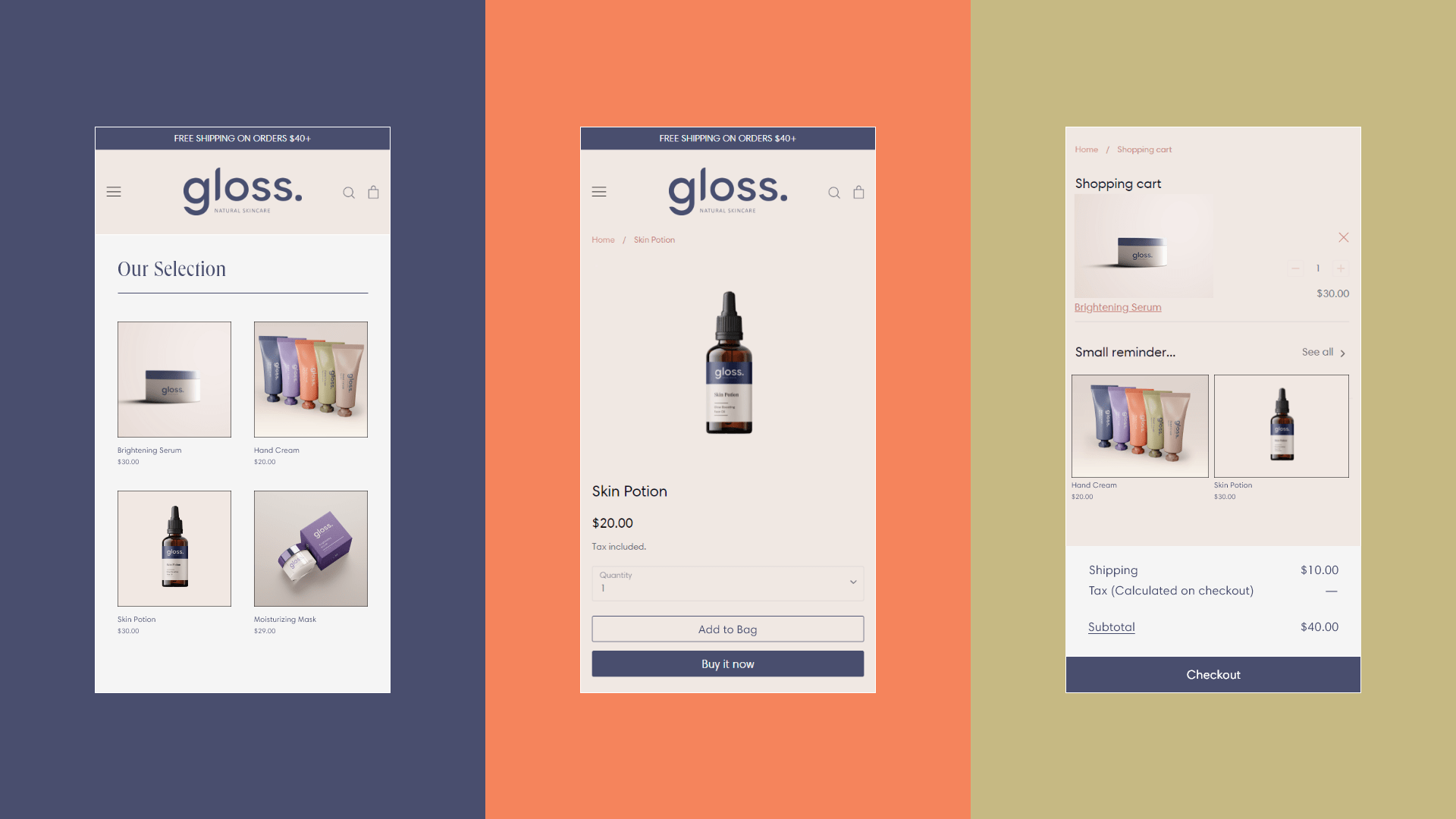 Skincare mobile website design