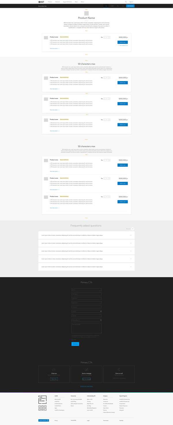 Buy page wireframe for primary products with cross-sell and/or up-sell