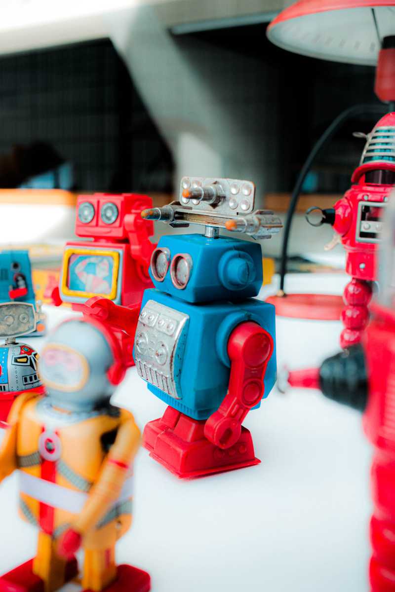 A photo of toy robots.