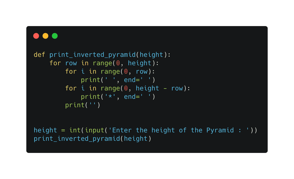 Python print inverted half pyramid
