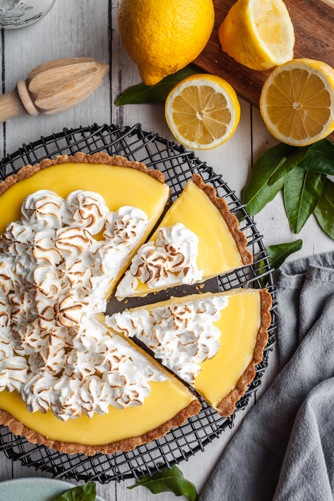 Gluten Free Lemon Custard Cream Tart With Swiss Meringue