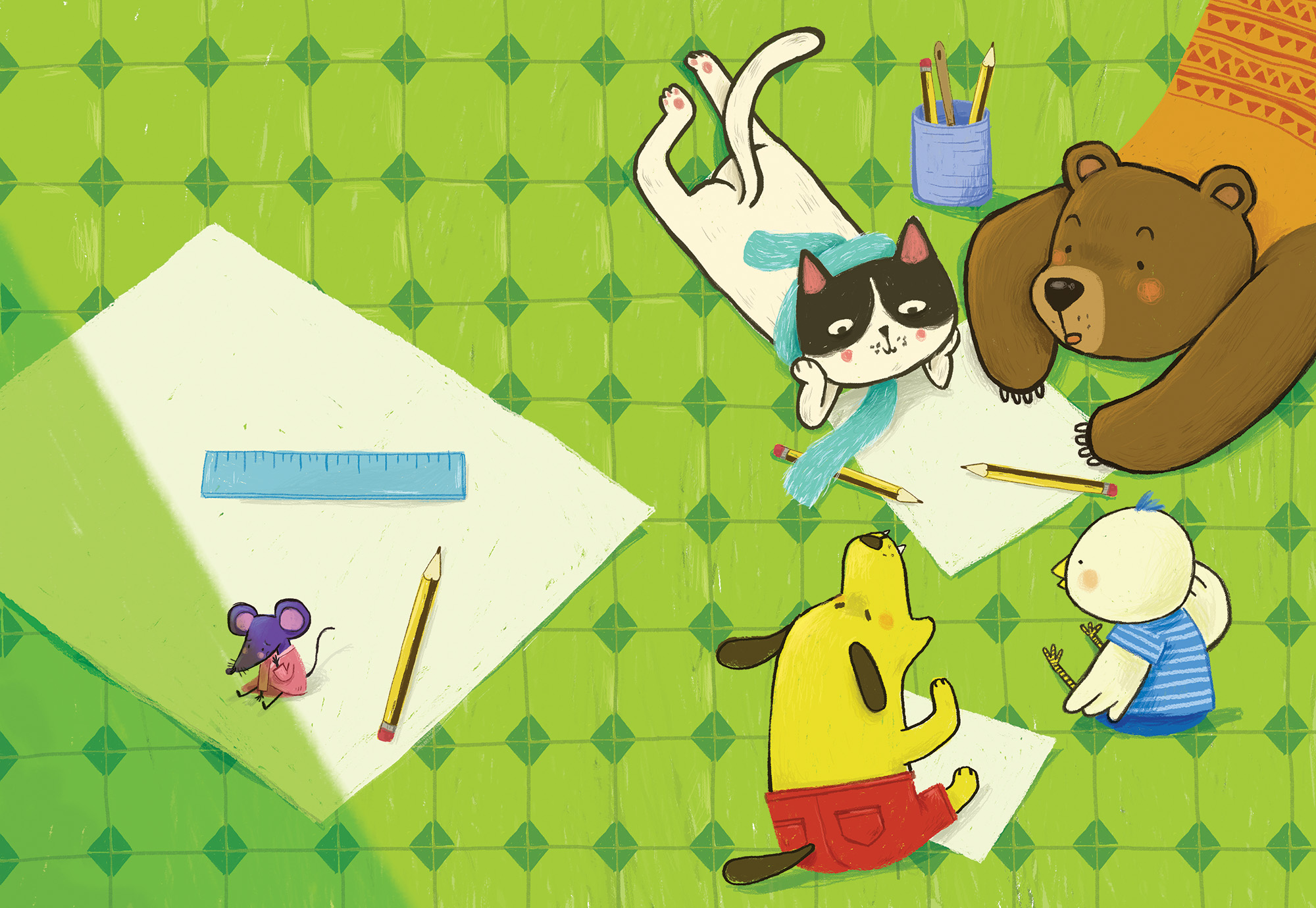 Pepper's masterpiece (2016) | digital art\
\
*A tiny mouse called Pepper loved drawing and big things. Her best friend was a huge whale. His birthday was coming near, Pepper was wondering what present she should make for her friend. More precisely, what BIG present could she get and HOW?*